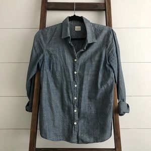 Jcrew chambray button up with polka dots